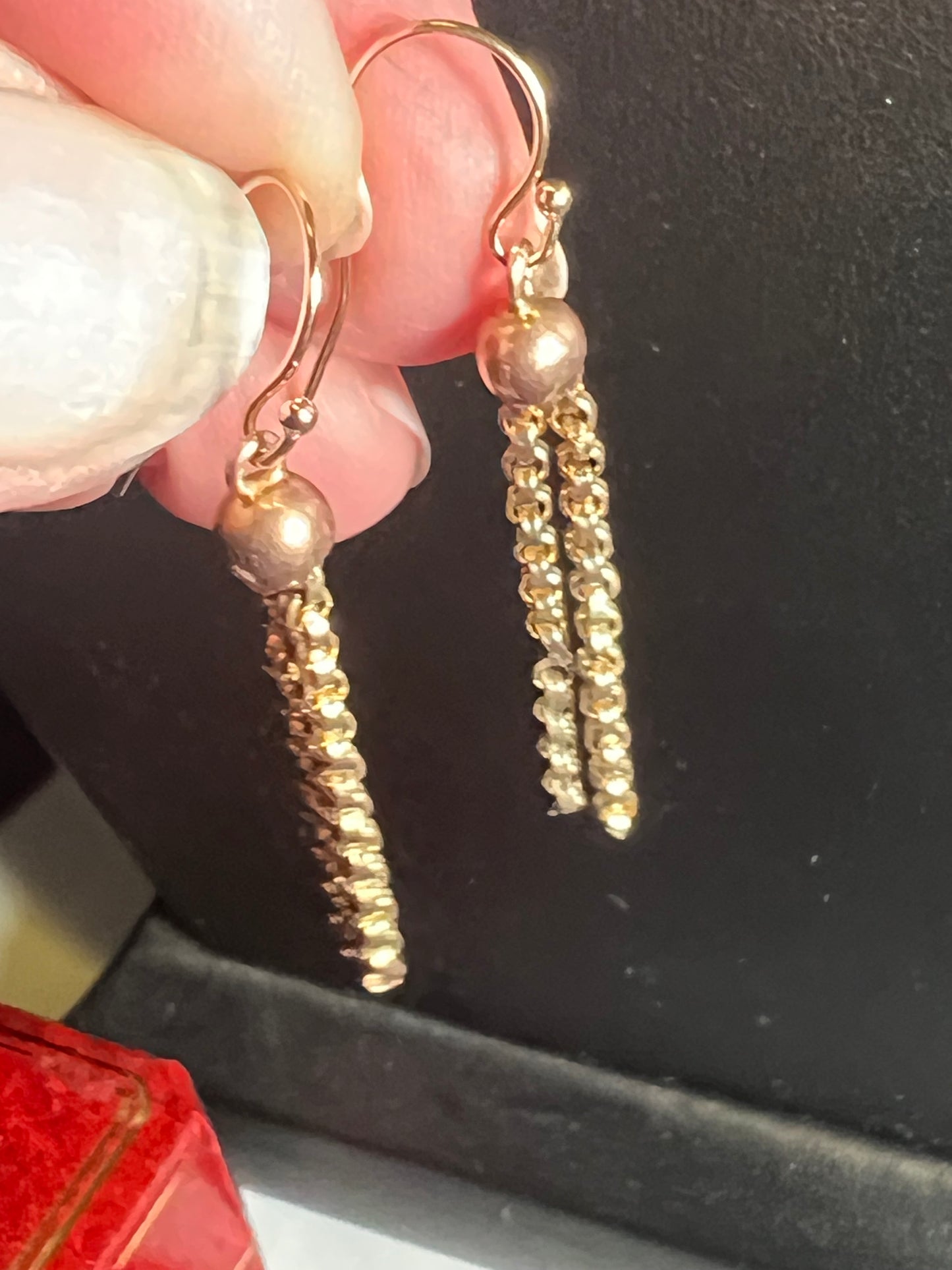 Large Edwardian Gold Chain Tassel Earrings