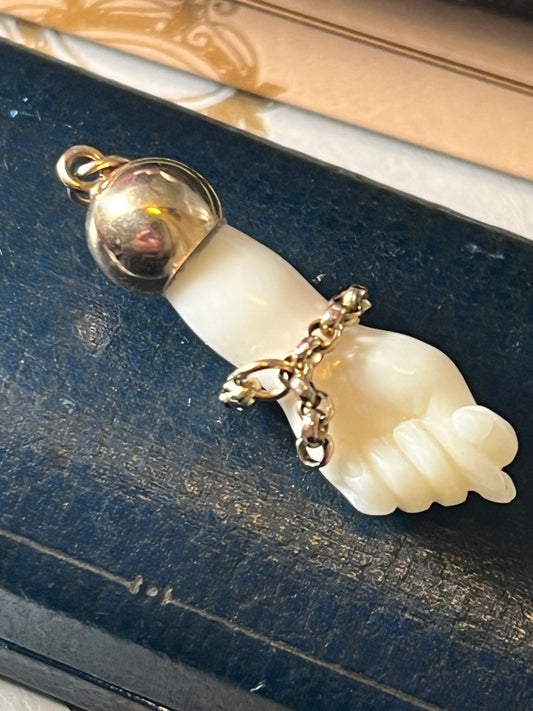 14KT Bone Figa Hand Charm Pendant