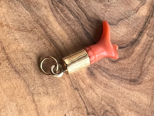 10KT Gold Boot Coral Charm