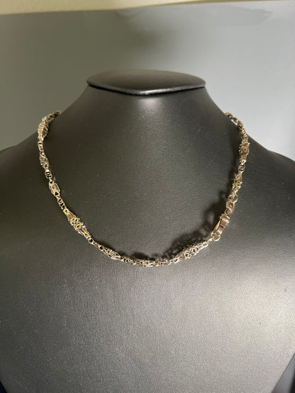 Solid Yellow Gold Watch Chain Necklace 17 1/2 inches