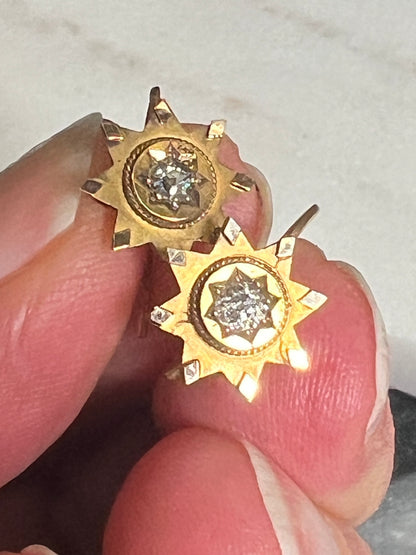 Diamond Star Victorian Gold Earrings