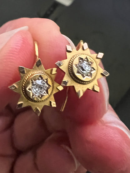 Diamond Star Victorian Gold Earrings