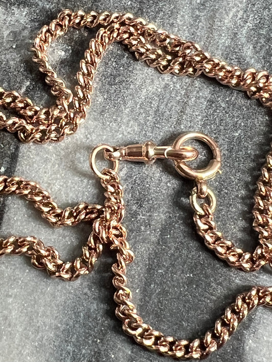 9CT Solid Rose Gold Watch Chain Necklace 19 inches