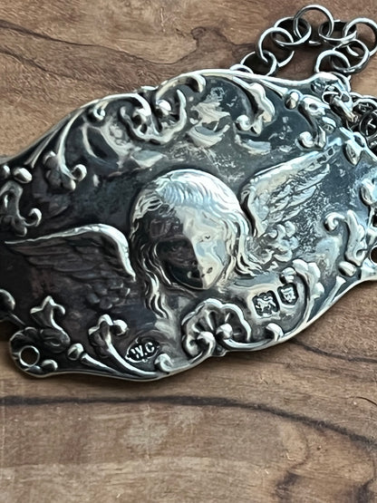 Antique Winged Cherub Wings on Sterling Chain