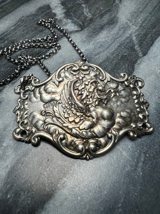 Antique Griffin Wings on Sterling Chain