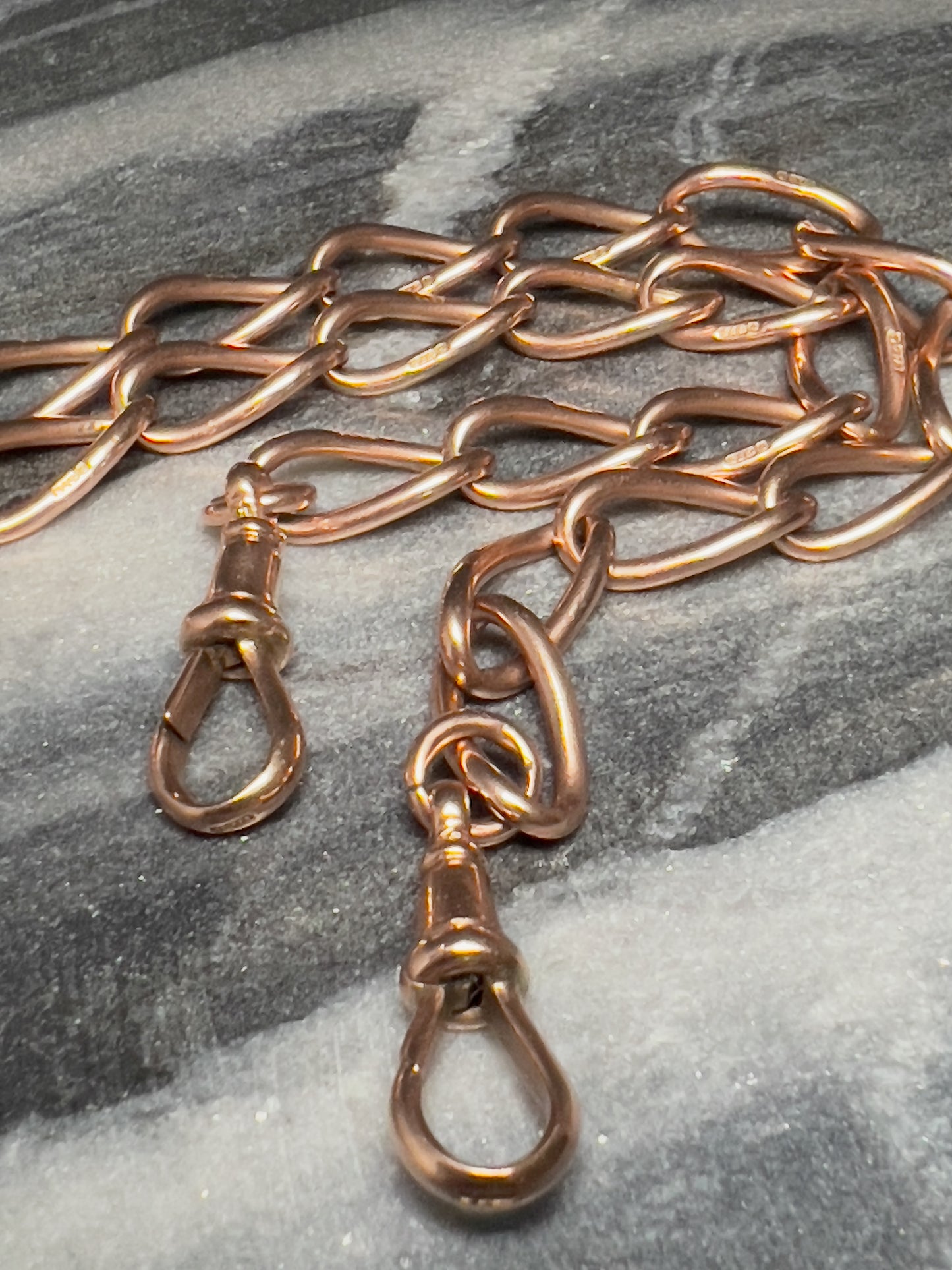 9CT Solid Rose Gold Watch Chain Necklace 15 1/2 inches