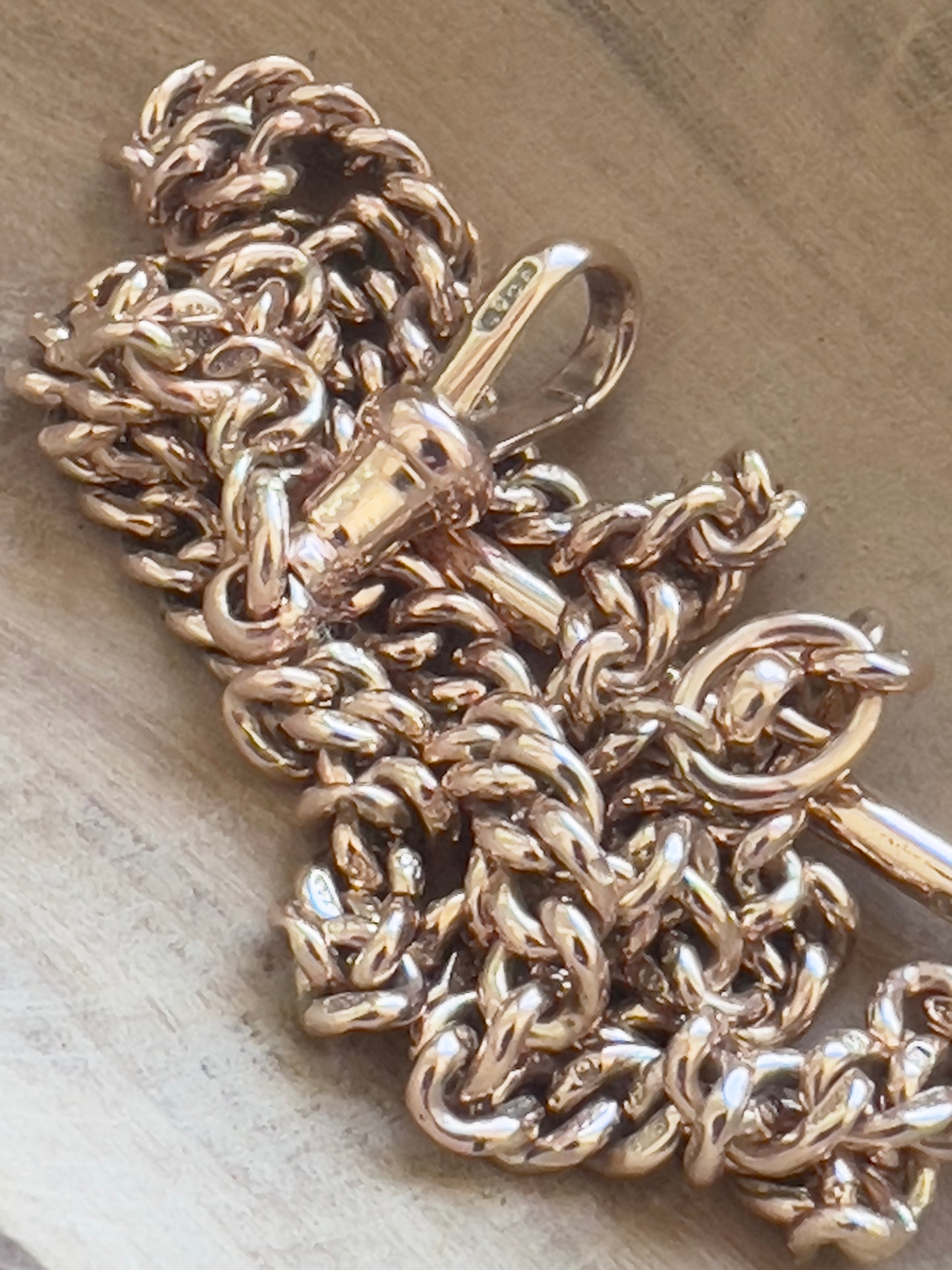 9CT Solid Rose Gold  Watch Chain Necklace 15 inches