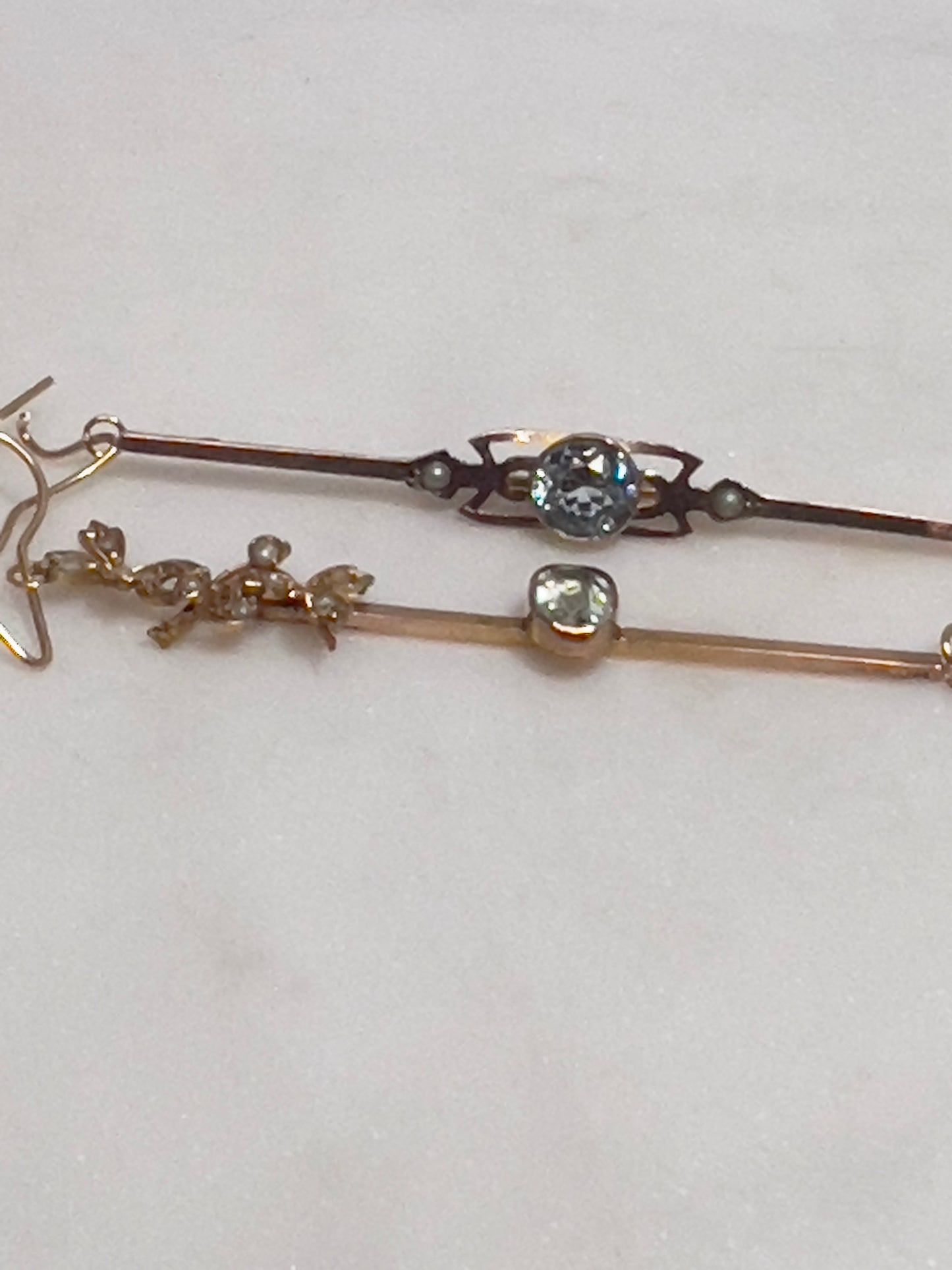 Earrings Antique Bar Pin w/ Pearls