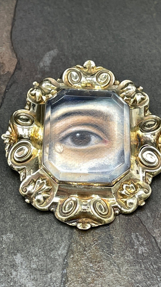 Antique Mourning Lover's Eye Portrait Locket